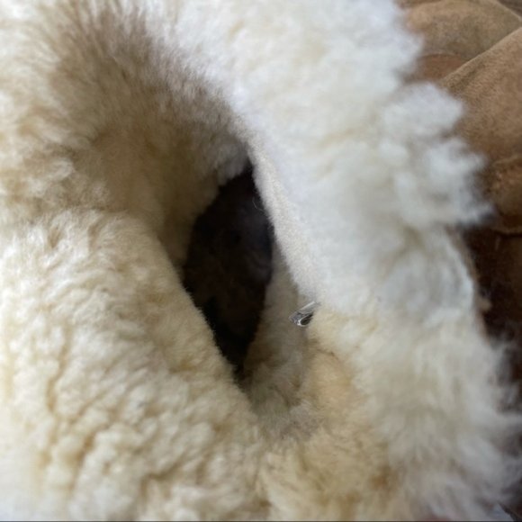 UGG Women's Chestnut Suede Classic Short Dylyn Sheepskin Buckle Moto Boot Size 8 - Picture 11 of 11